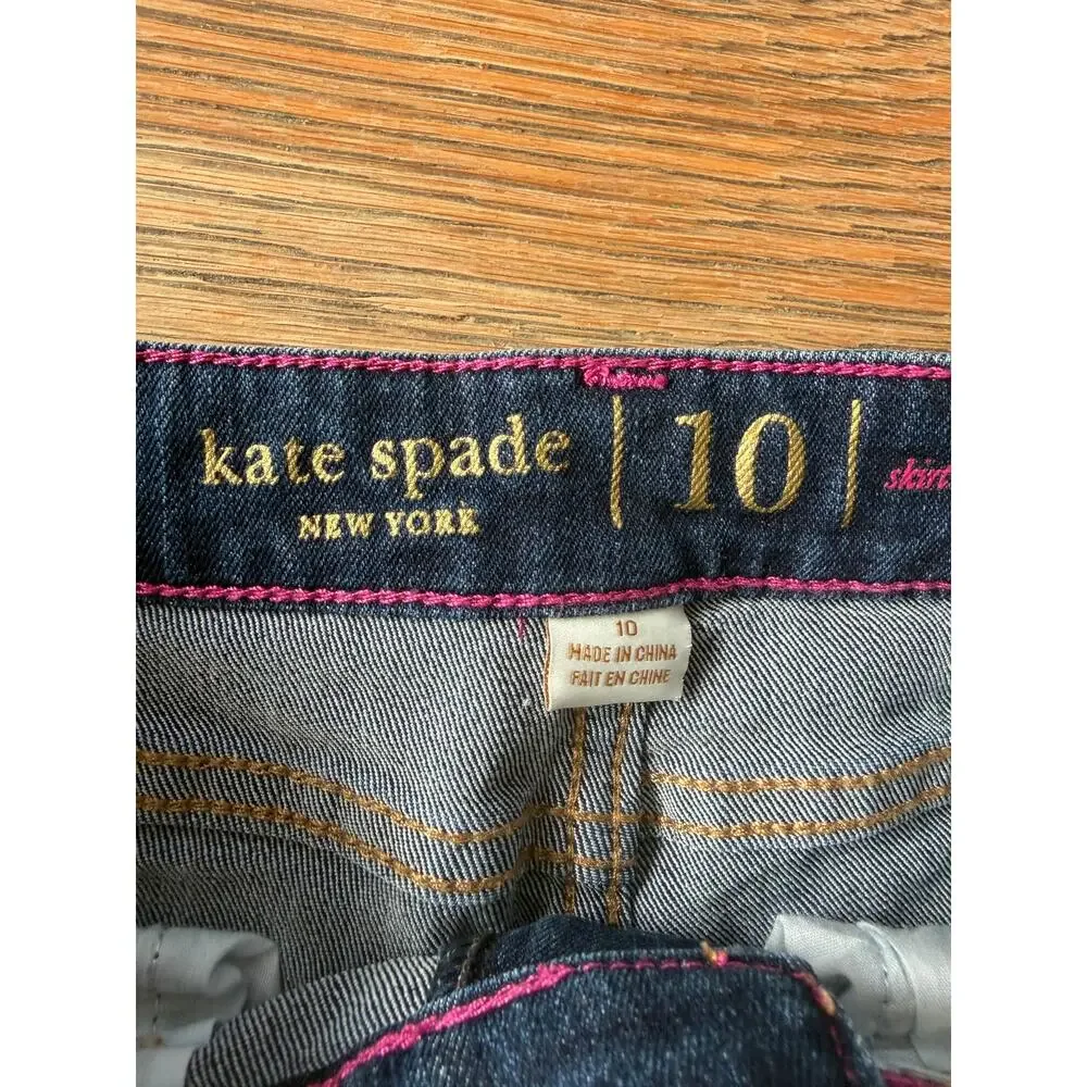 Kate Spade New York Girls Dark Wash Skinny Jeans Gold Spade Size 10